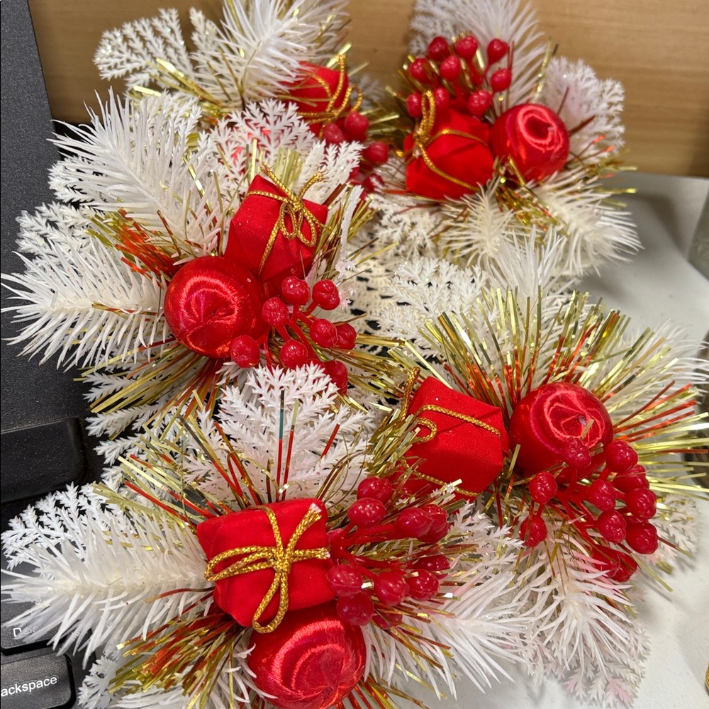 Festive Red and White Holiday Napkin Rings